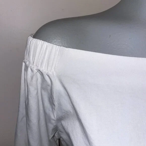 JOA Los Angeles long sleeve top tie detail at wrist cotton white medium - Picture 2 of 7